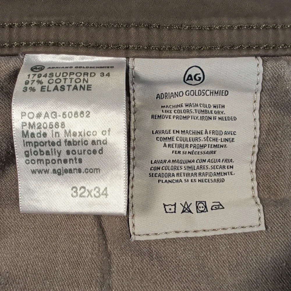 AG Adriano Goldschmied Pants Mens Brown The Everett Slim Straight‎ 32x29 Jeans